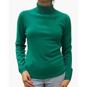 NEW W. CASHMERE susanna turtleneck pullover sweater in green